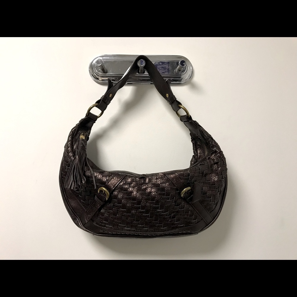 Pretty Purple Brass Weave Accented Crescent Shaped Bag! - Picture 10 of 16